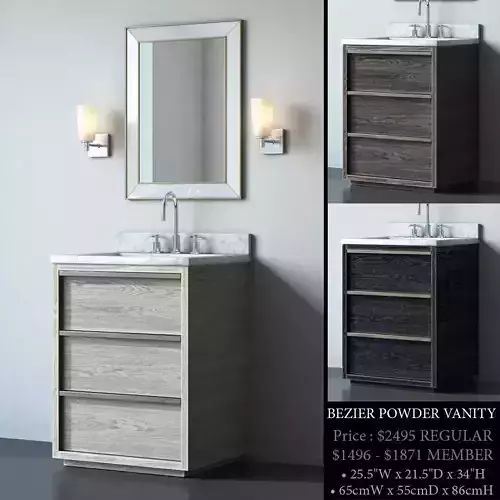 RH BEZIER POWDER VANITY 3D model