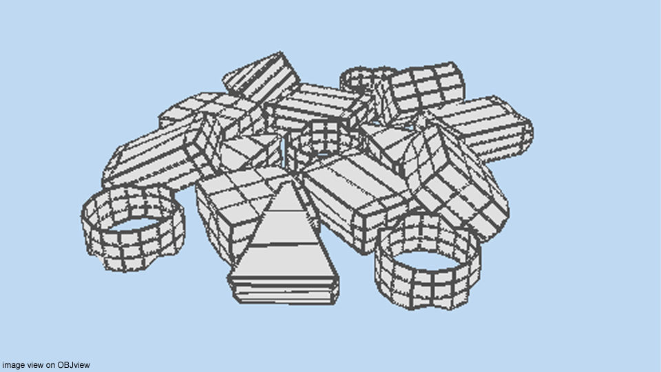 Gummy colorful plastic pieces 3D model_4