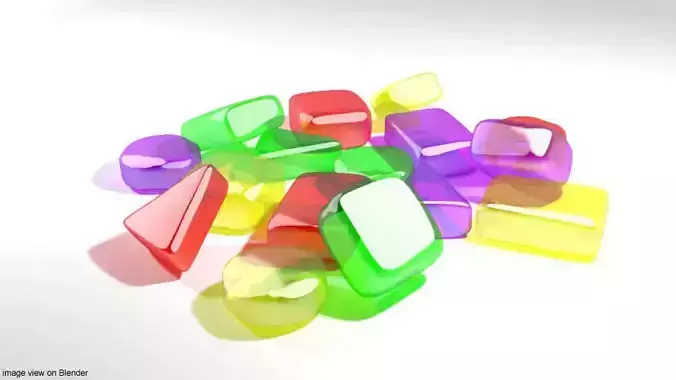 Gummy colorful plastic pieces