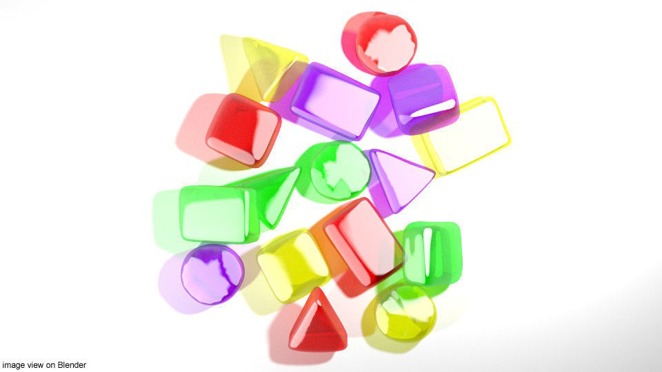 Gummy colorful plastic pieces 3D model_2