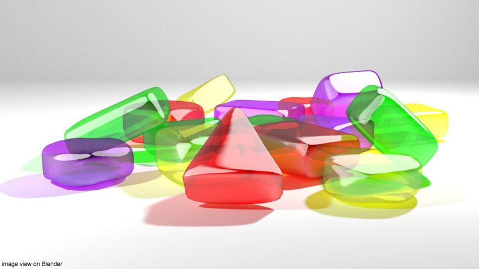 Gummy colorful plastic pieces 3D model_1