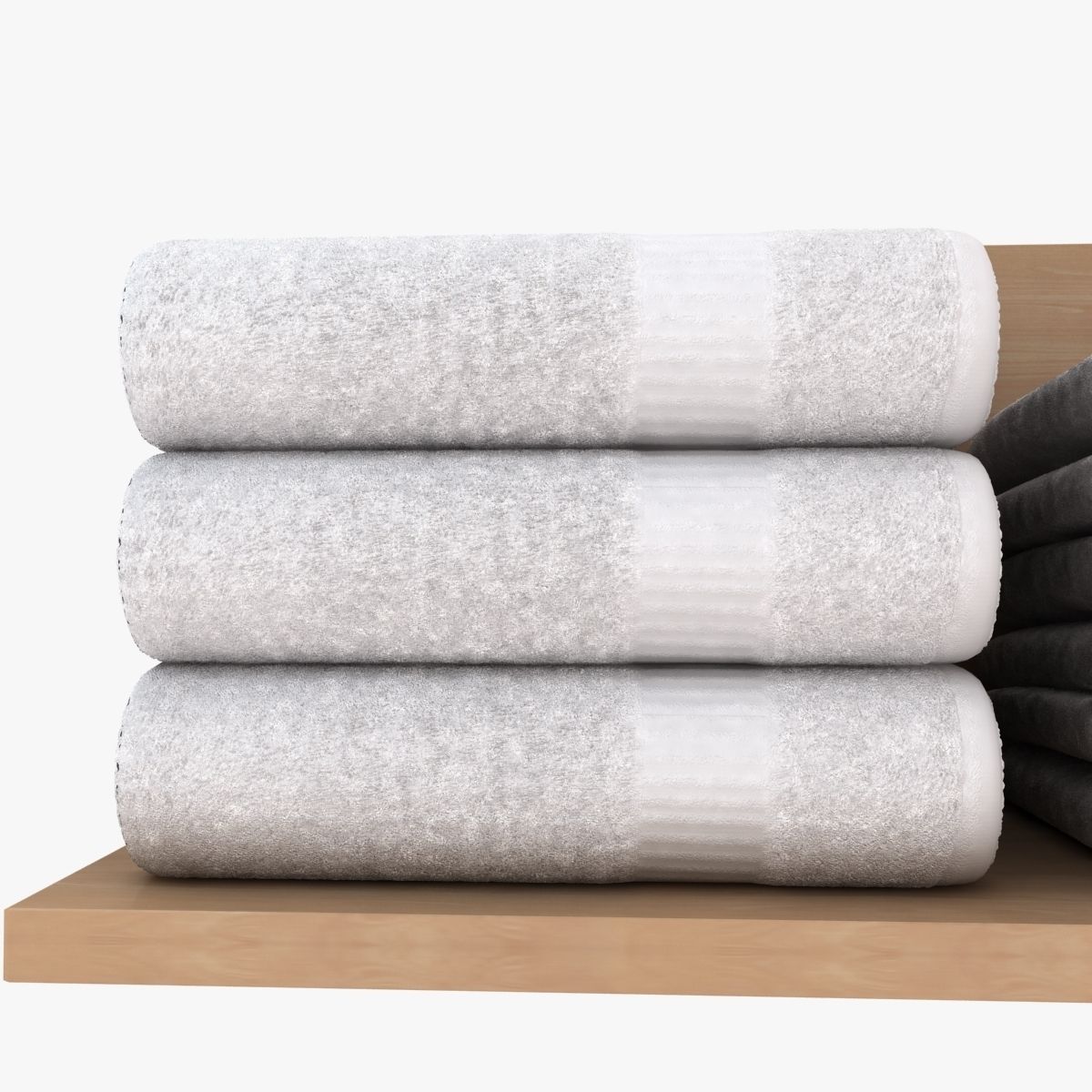 White Folded Towels 3D model_3