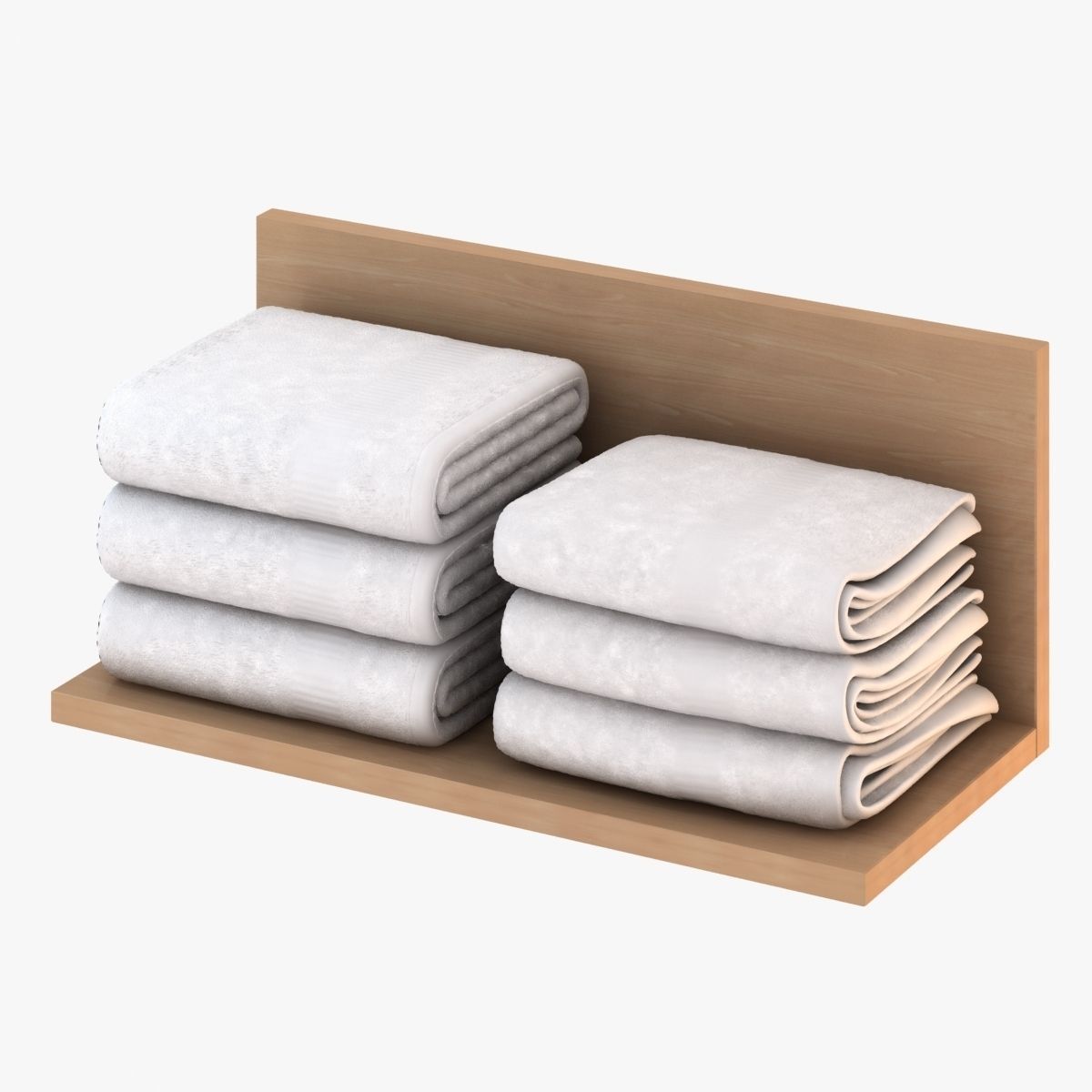 White Folded Towels 3D model_2