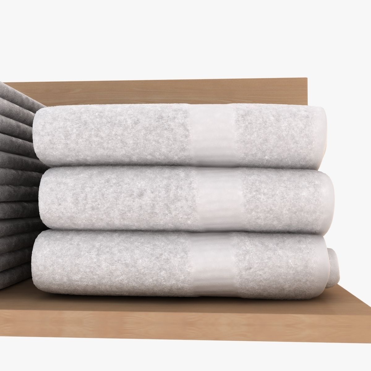 White Folded Towels 3D model_10