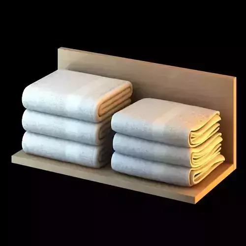 White Folded Towels 3D model