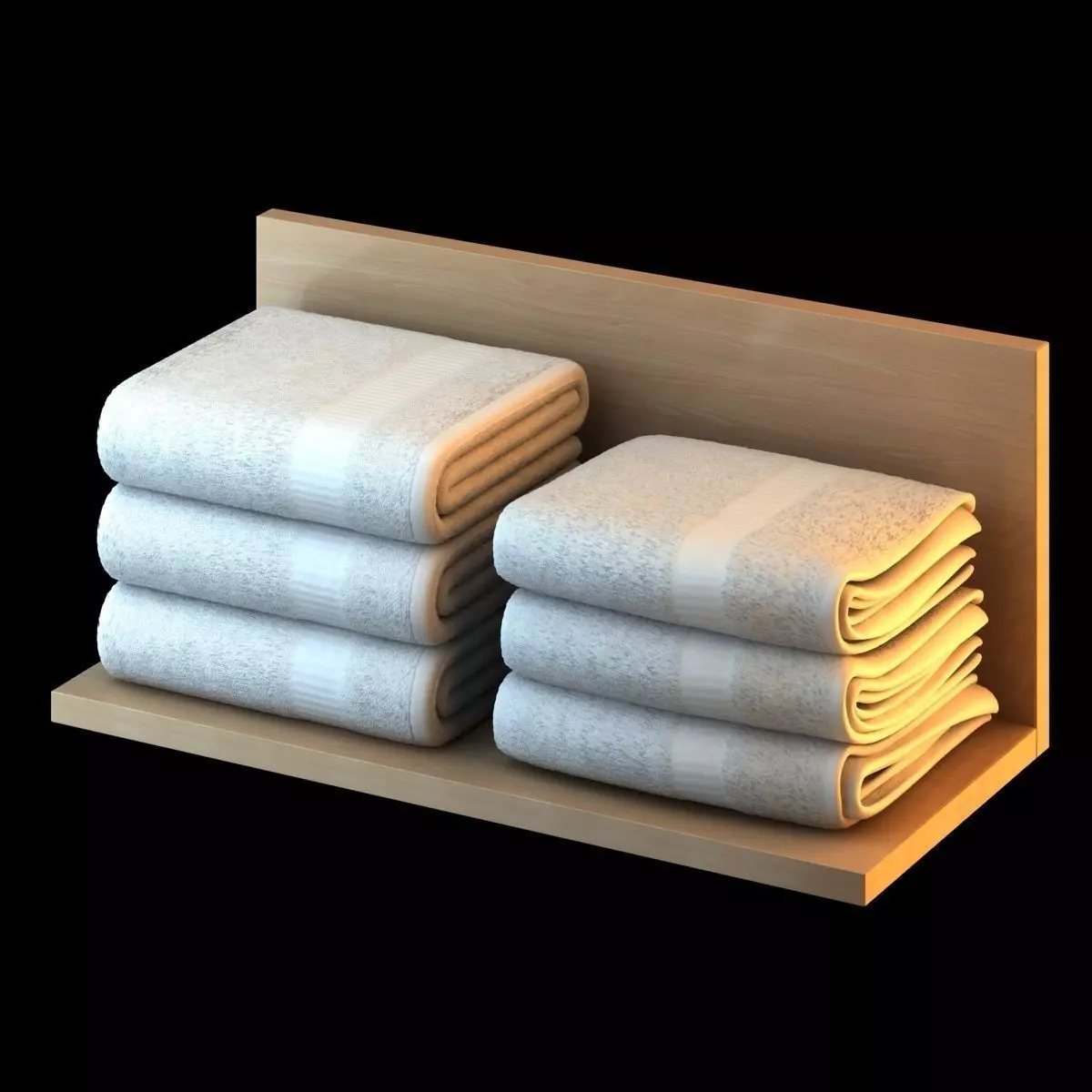 White Folded Towels 3D model_0