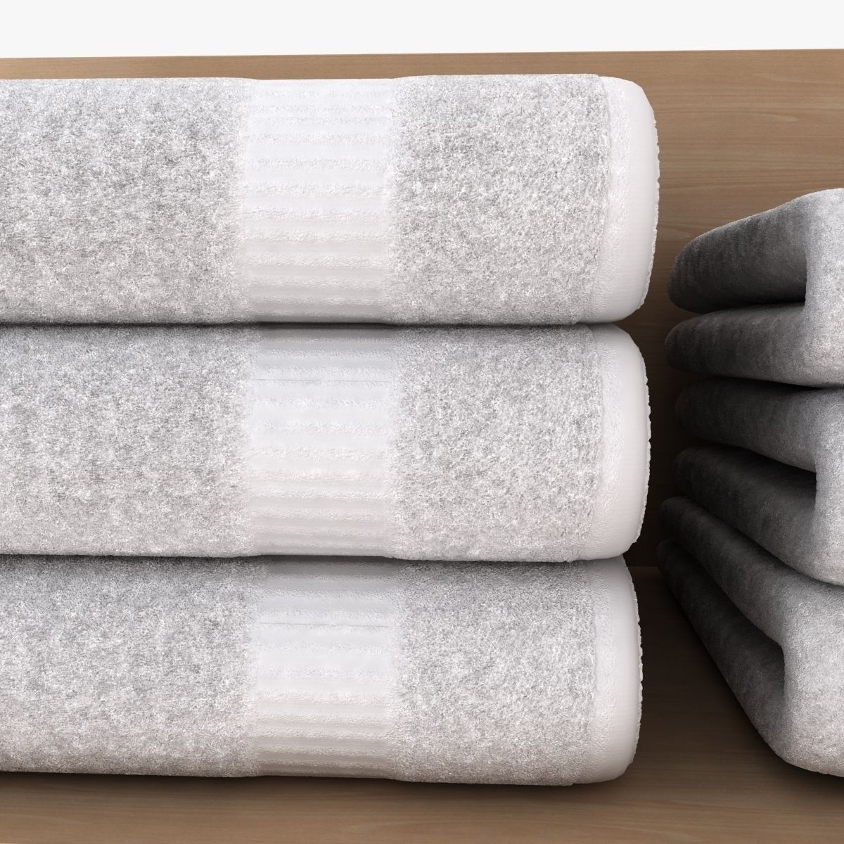 White Folded Towels 3D model_9