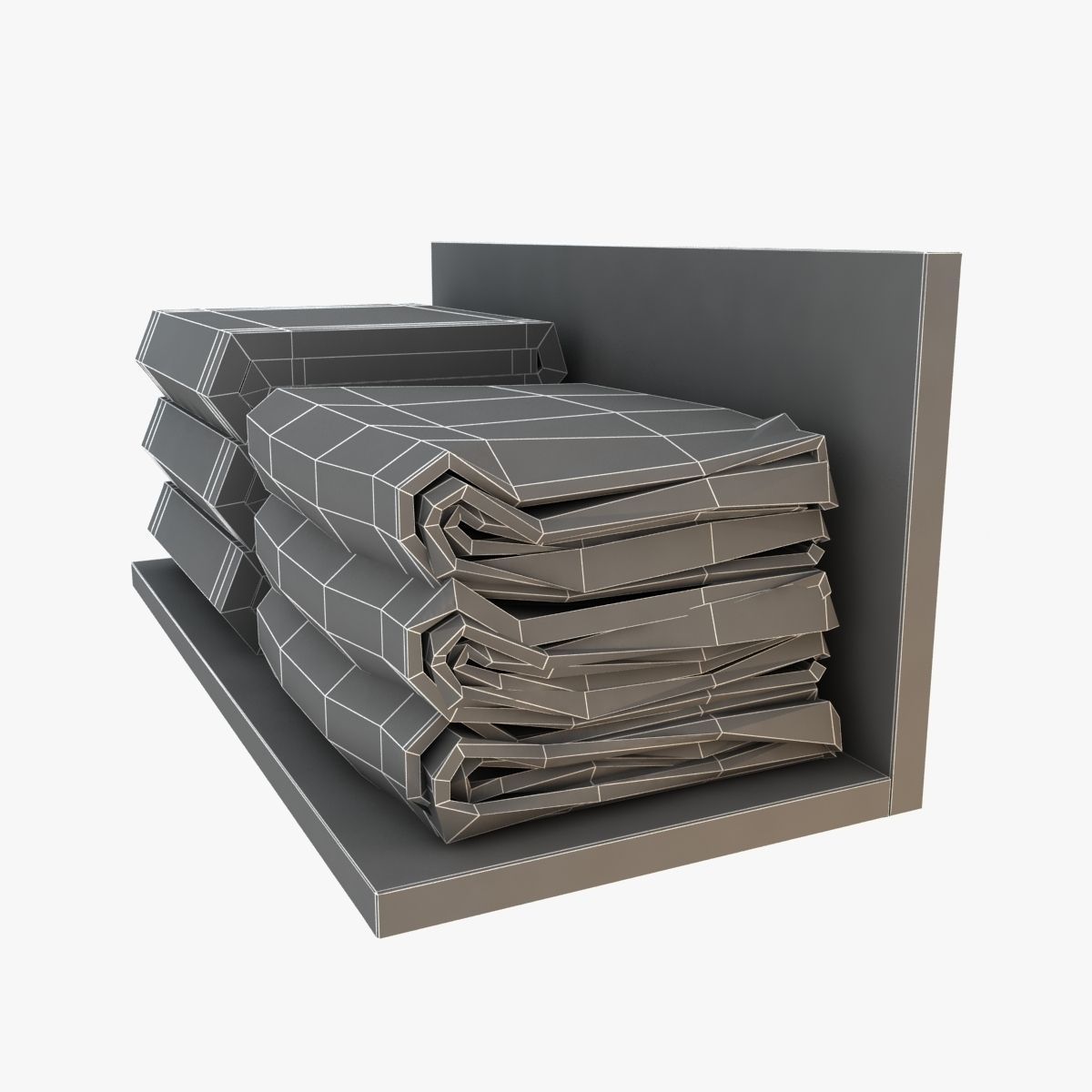 White Folded Towels 3D model_7