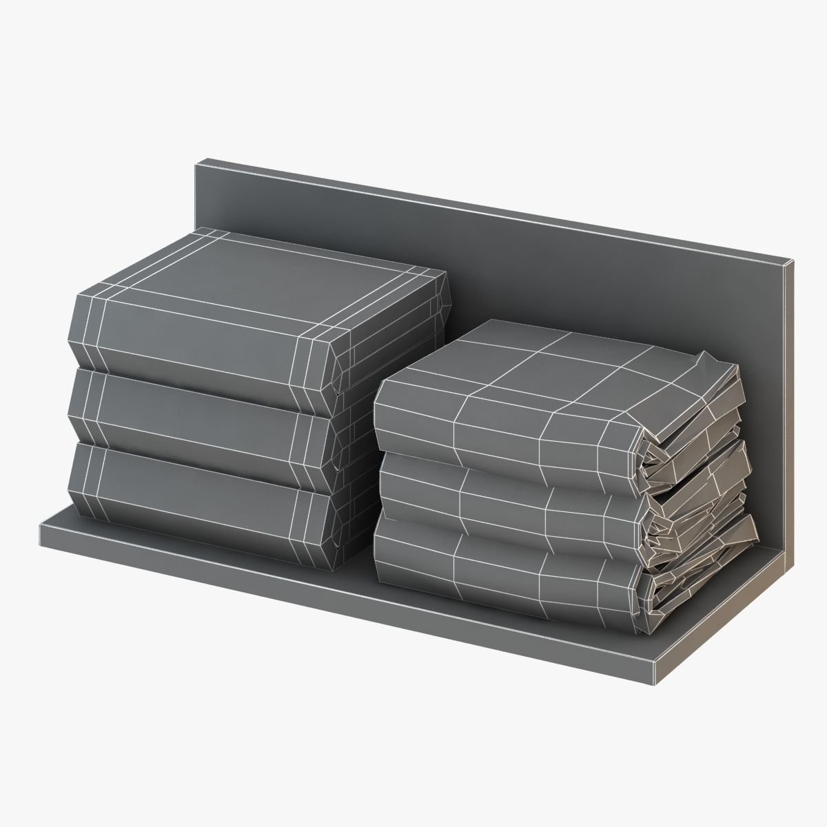 White Folded Towels 3D model_1