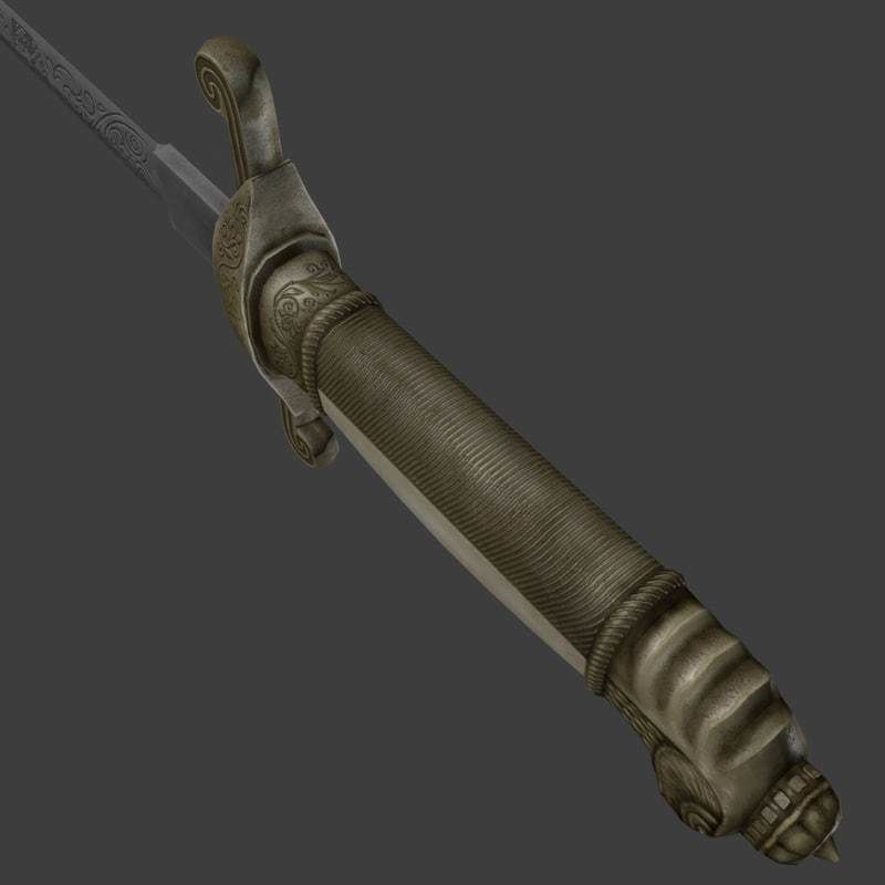 Three piece Indo Persian dagger 3D model_12