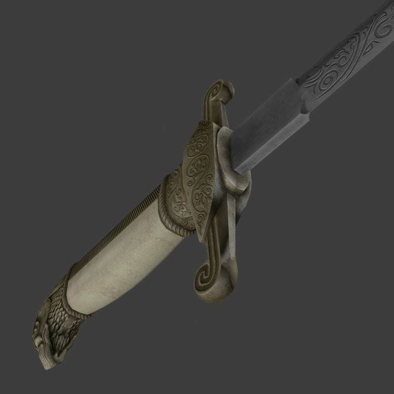 Three piece Indo Persian dagger 3D model_14