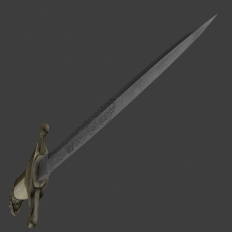 Three piece Indo Persian dagger 3D model_1