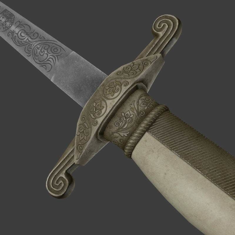 Three piece Indo Persian dagger 3D model_10