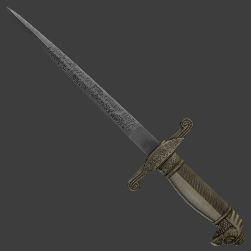 Three piece Indo Persian dagger 3D model_3