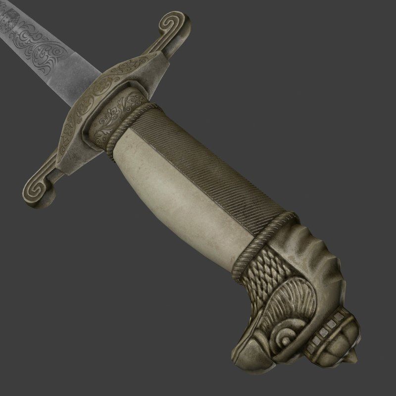 Three piece Indo Persian dagger 3D model_11