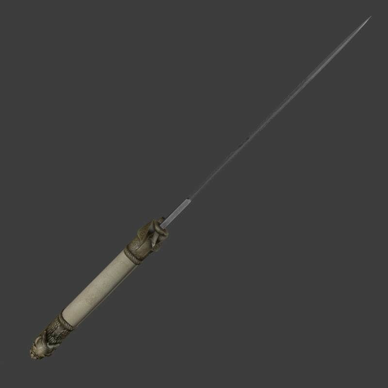 Three piece Indo Persian dagger 3D model_2