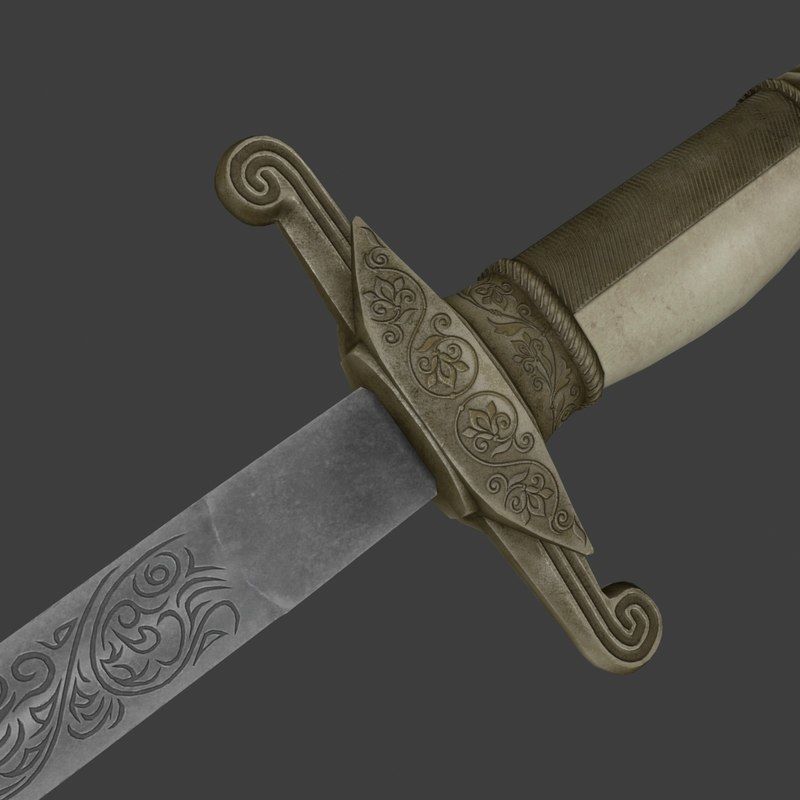 Three piece Indo Persian dagger 3D model_9