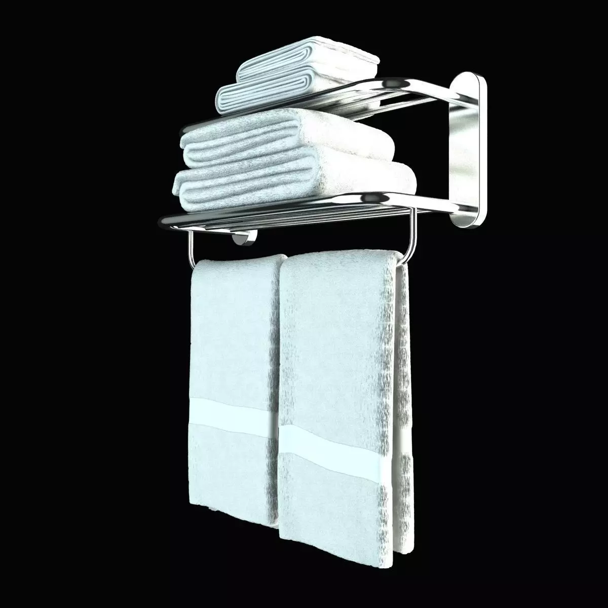Heated Towel Rail With Towels 3D model_0