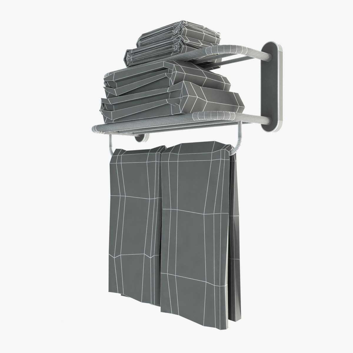 Heated Towel Rail With Towels 3D model_2