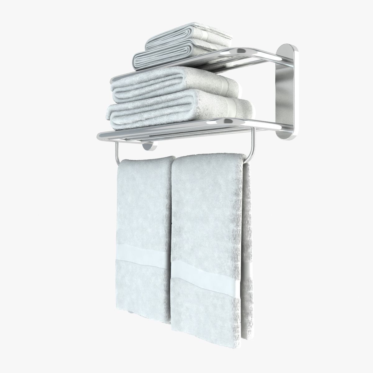 Heated Towel Rail With Towels 3D model_1
