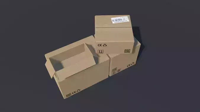 PBR Cardboard Boxes Animated And Destructible Low-poly 3D model