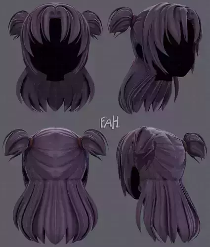 3D Hair style for girl V44 Low-poly 3D model