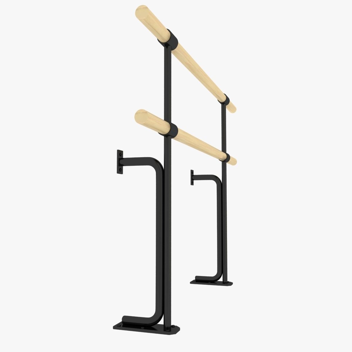 Double fixed ballet barres system 3D model_9