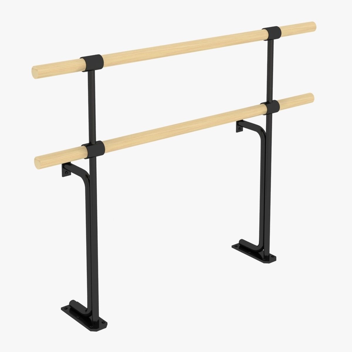 Double fixed ballet barres system 3D model_10