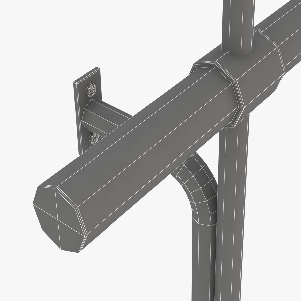 Double fixed ballet barres system 3D model_1