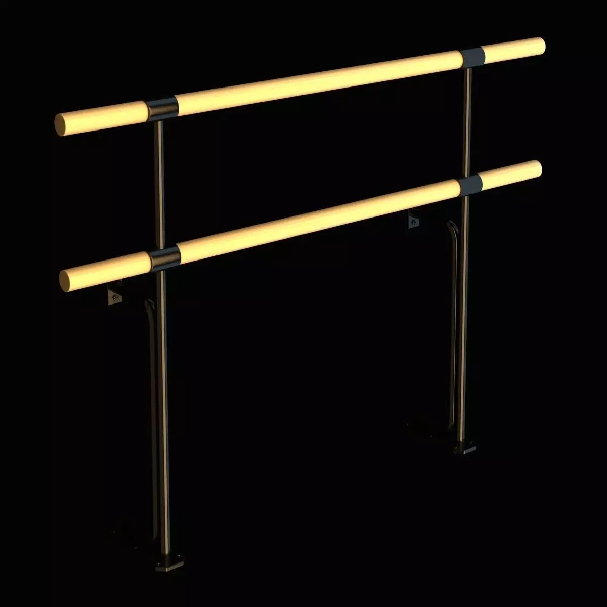 Double fixed ballet barres system 3D model_0