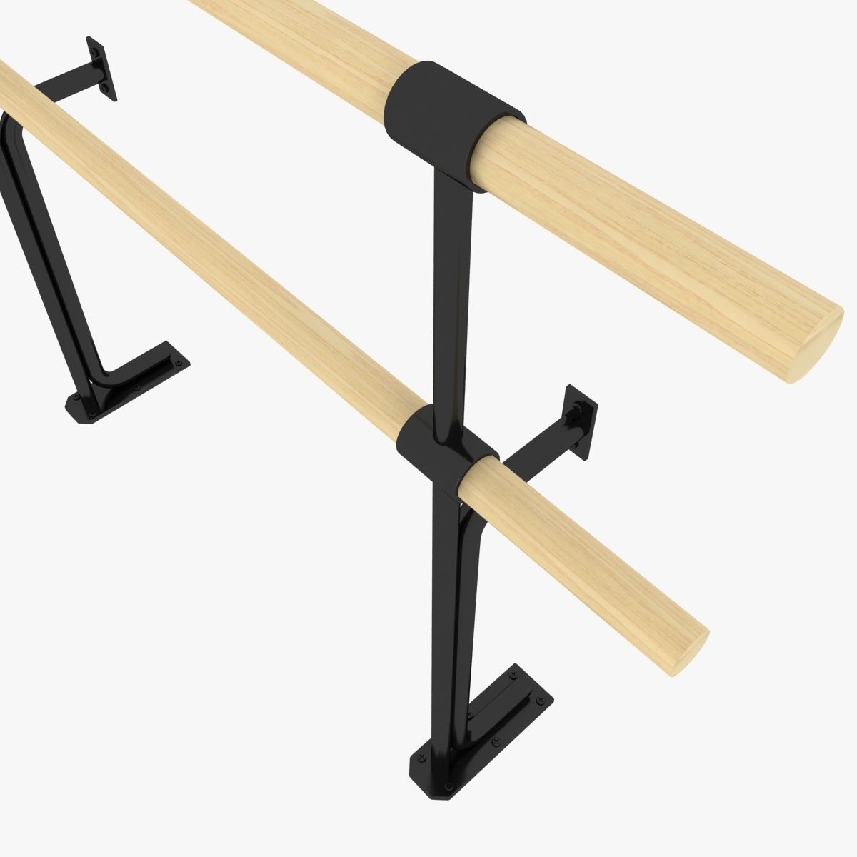 Double fixed ballet barres system 3D model_8