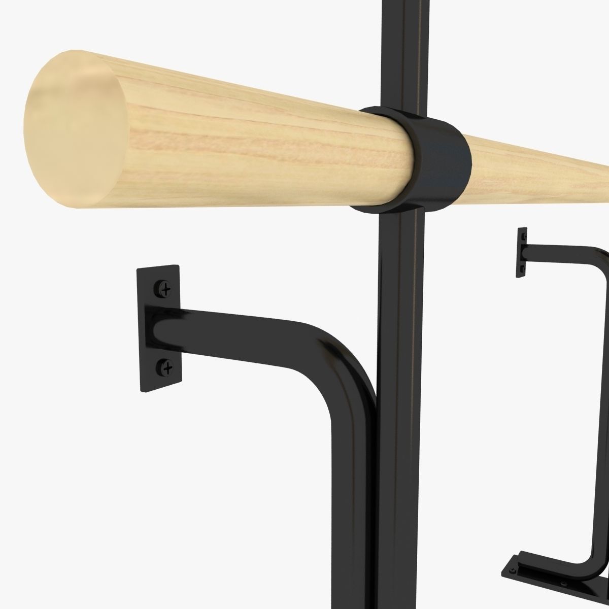 Double fixed ballet barres system 3D model_5