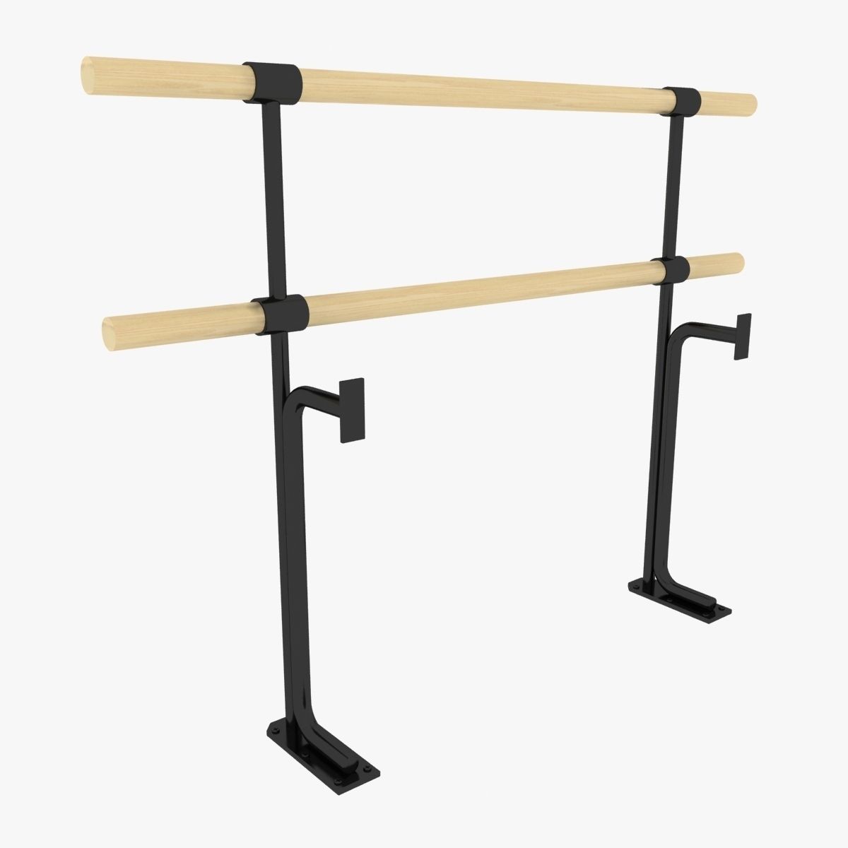 Double fixed ballet barres system 3D model_6