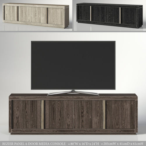 BEZIER PANEL 4-DOOR MEDIA CONSOLE 3D model