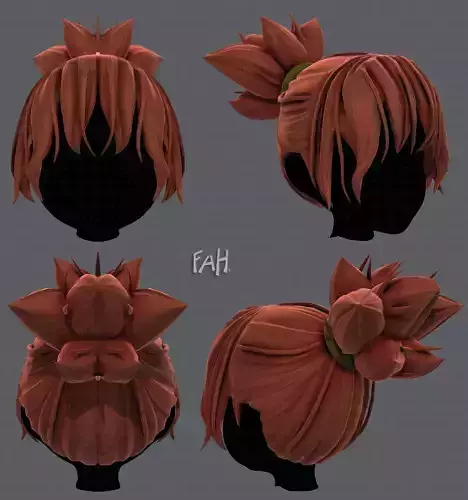 3D Hair style for girl V45 Low-poly 3D model