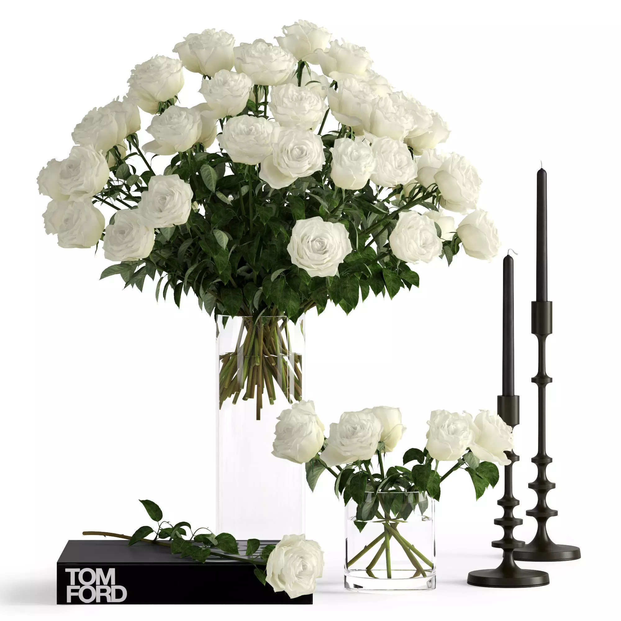 White roses 3D model_0
