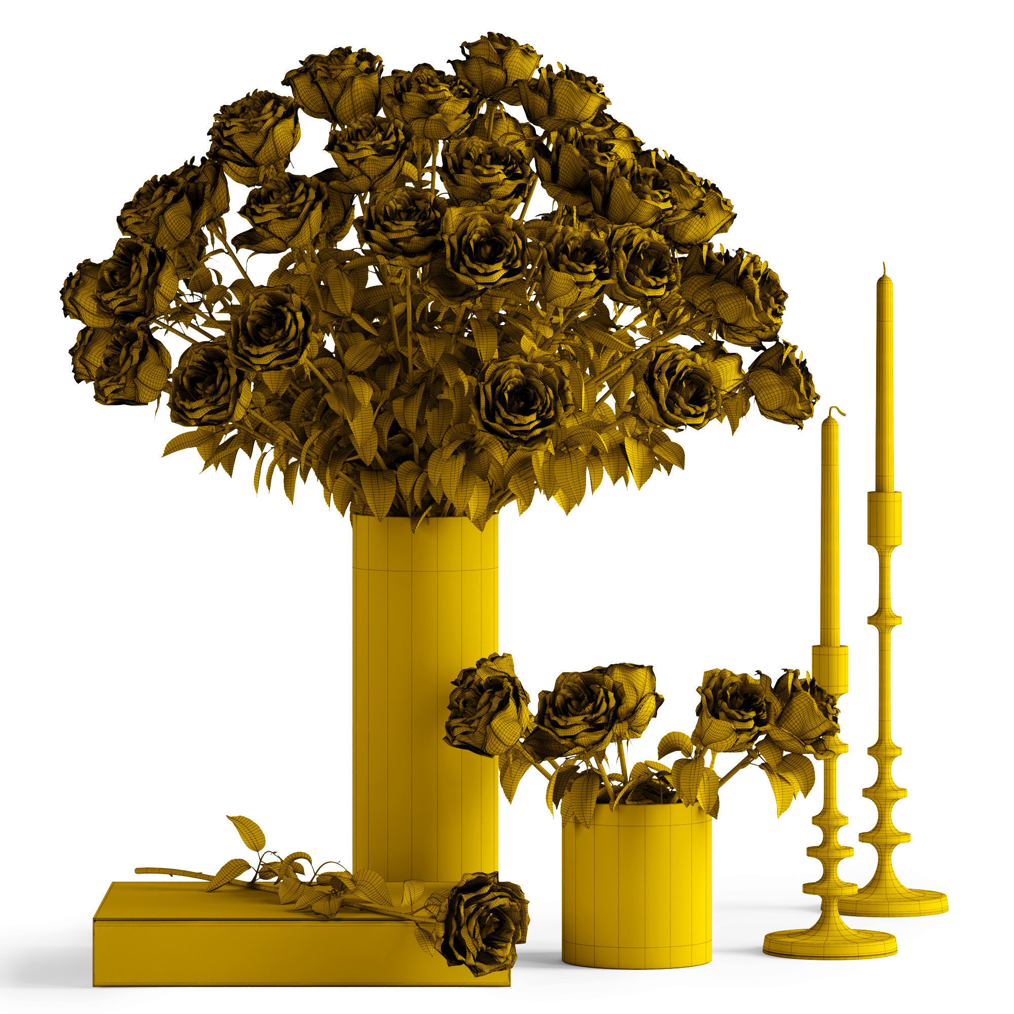 White roses 3D model_4