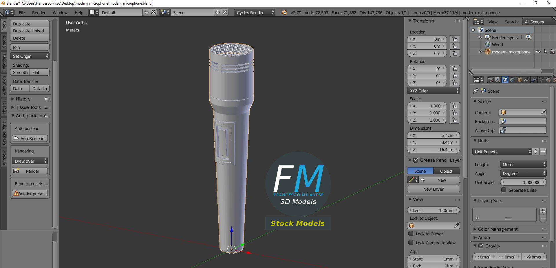 Modern Microphone 3D model_9