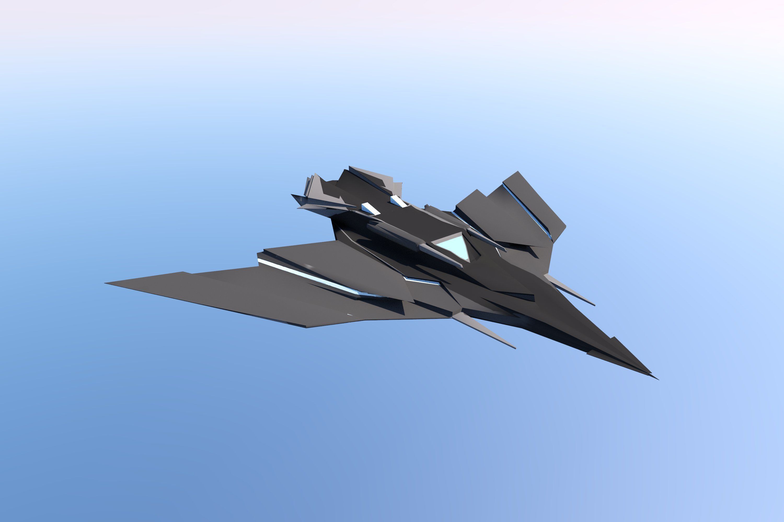 Sci Fi Lowpoly Jet Free low-poly 3D model_17