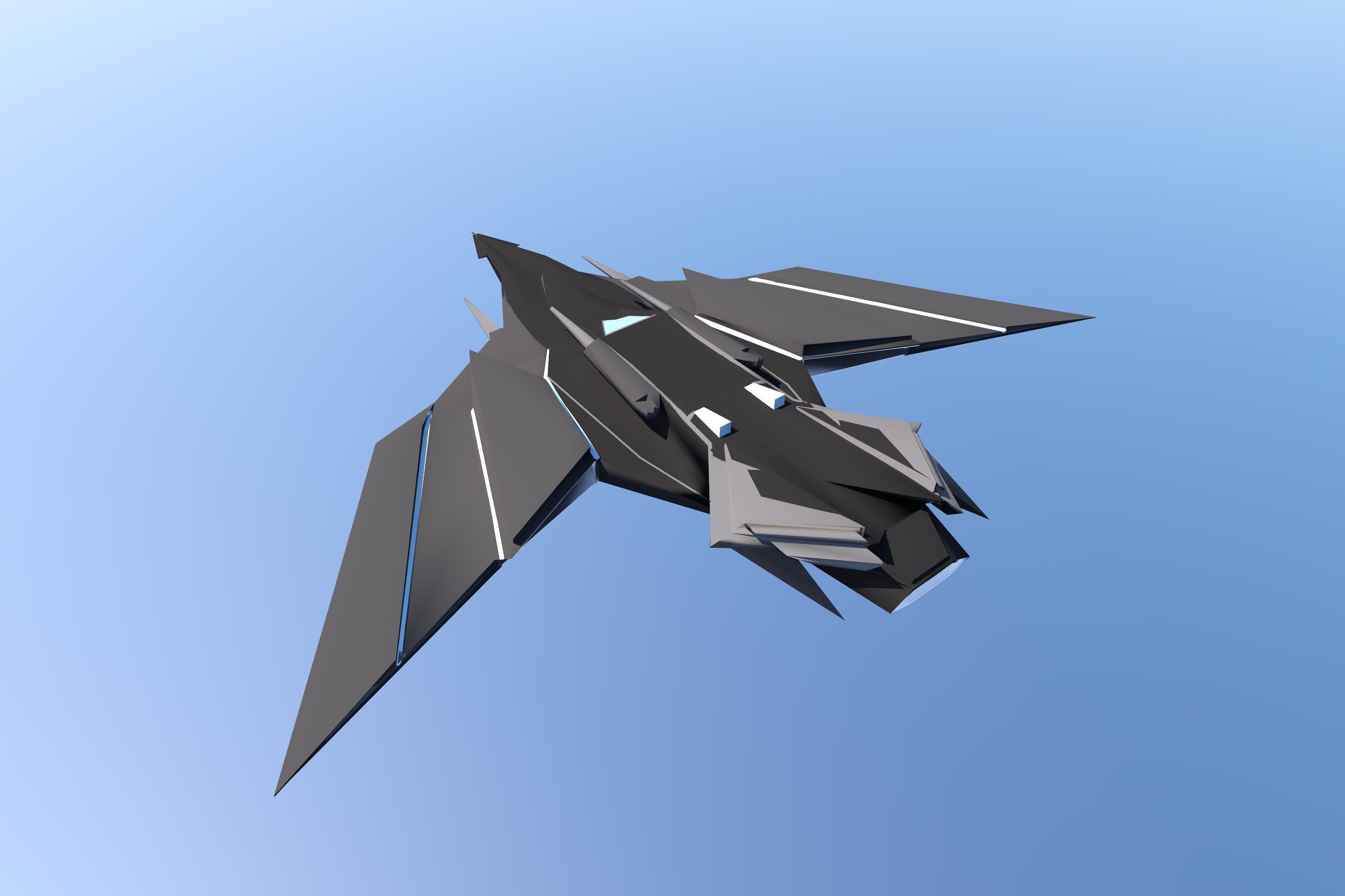 Sci Fi Lowpoly Jet Free low-poly 3D model_27