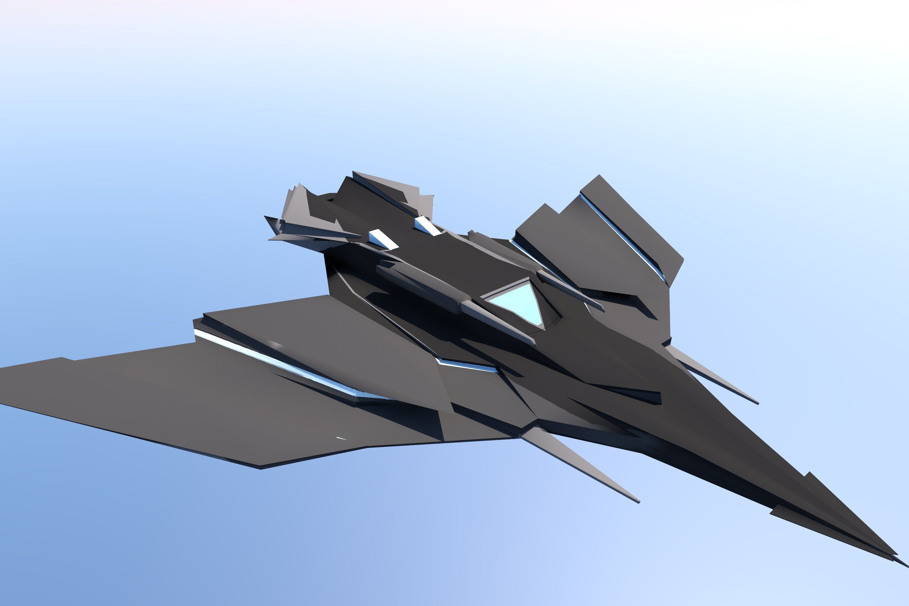 Sci Fi Lowpoly Jet Free low-poly 3D model_26