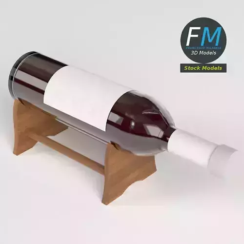 Wine bottle on stand 3D model