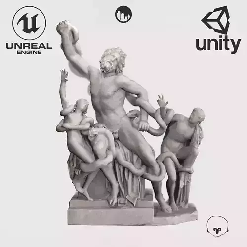 VR Sculpture Laocoon and His Sons Ultra-Low-Poly Low-poly 3D model