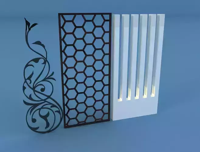 seperator set of decorative metal panels 3D model