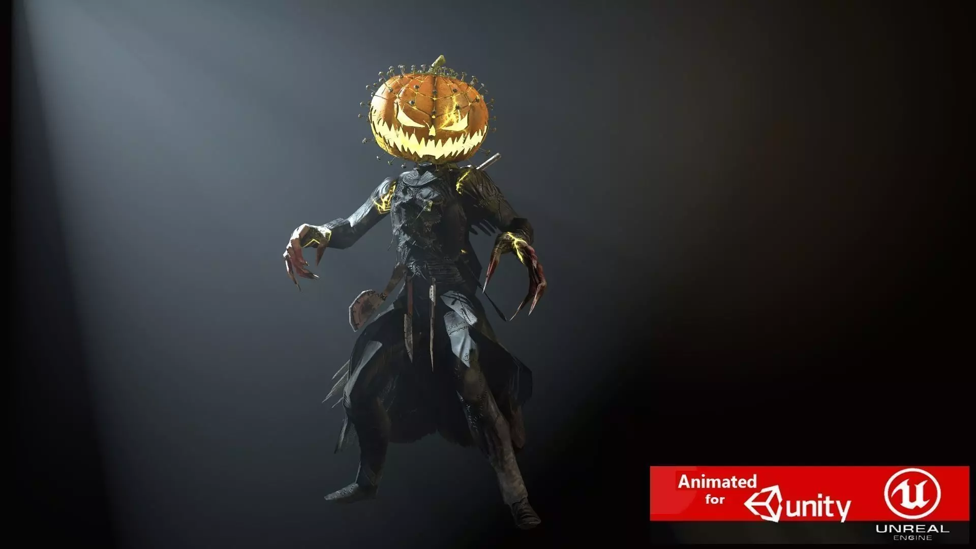 HallowMonster pumpkin head Low-poly 3D model_0