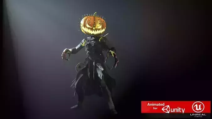 HallowMonster pumpkin head Low-poly 3D model
