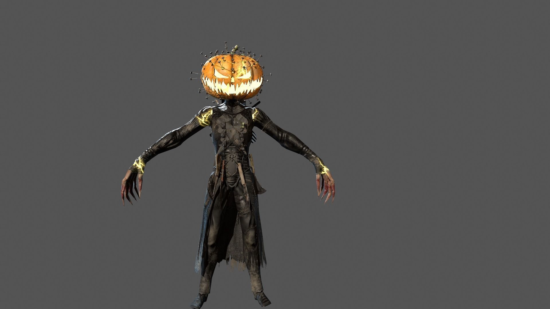 HallowMonster pumpkin head Low-poly 3D model_10