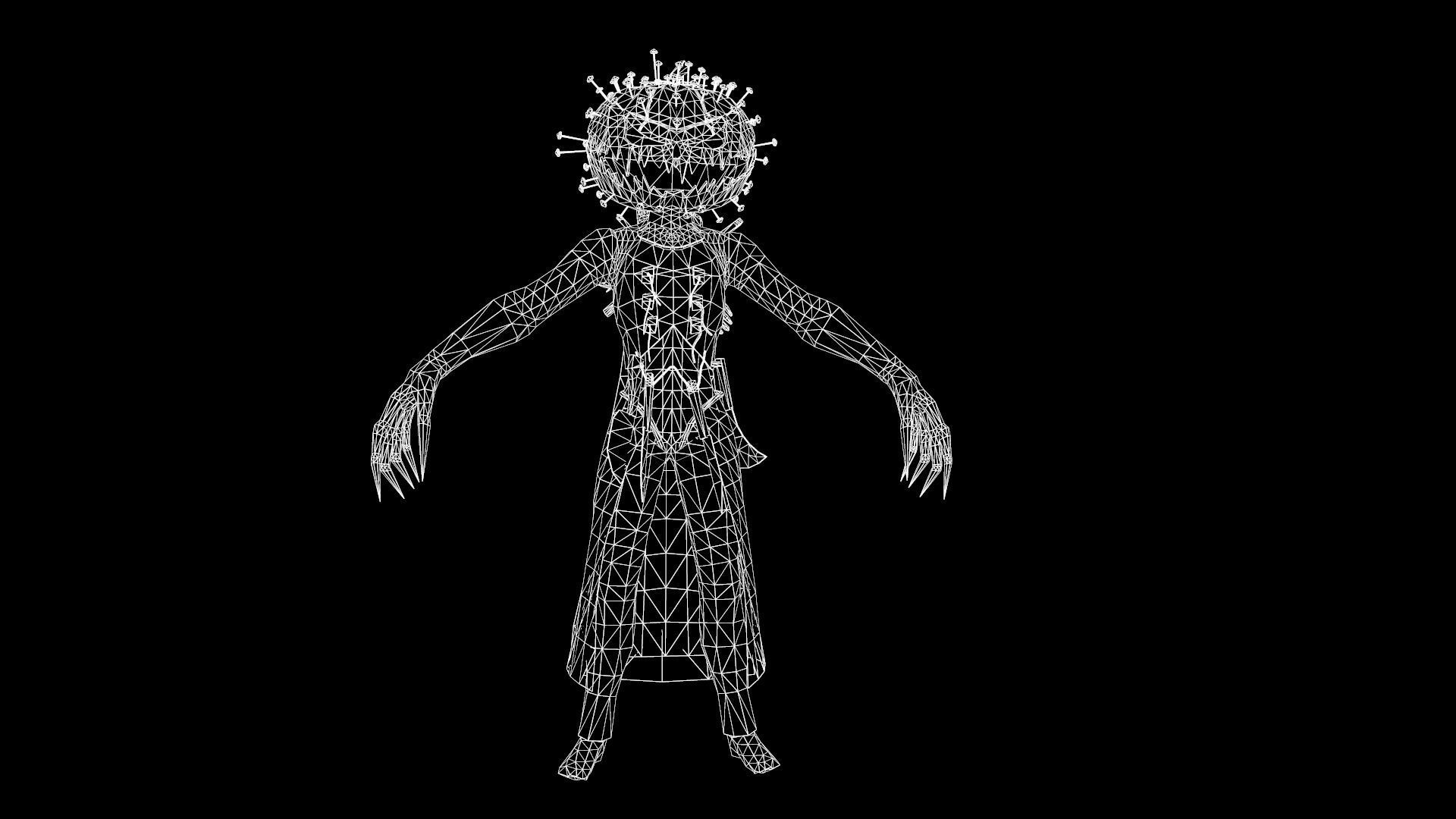 HallowMonster pumpkin head Low-poly 3D model_12