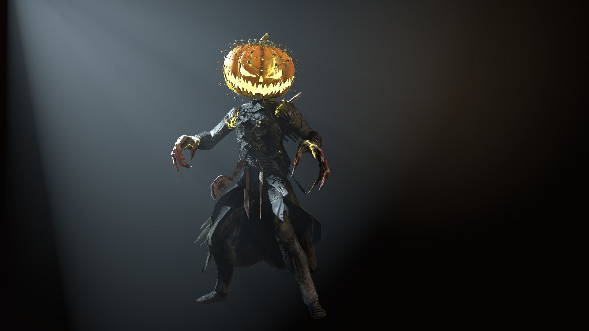 HallowMonster pumpkin head Low-poly 3D model_3