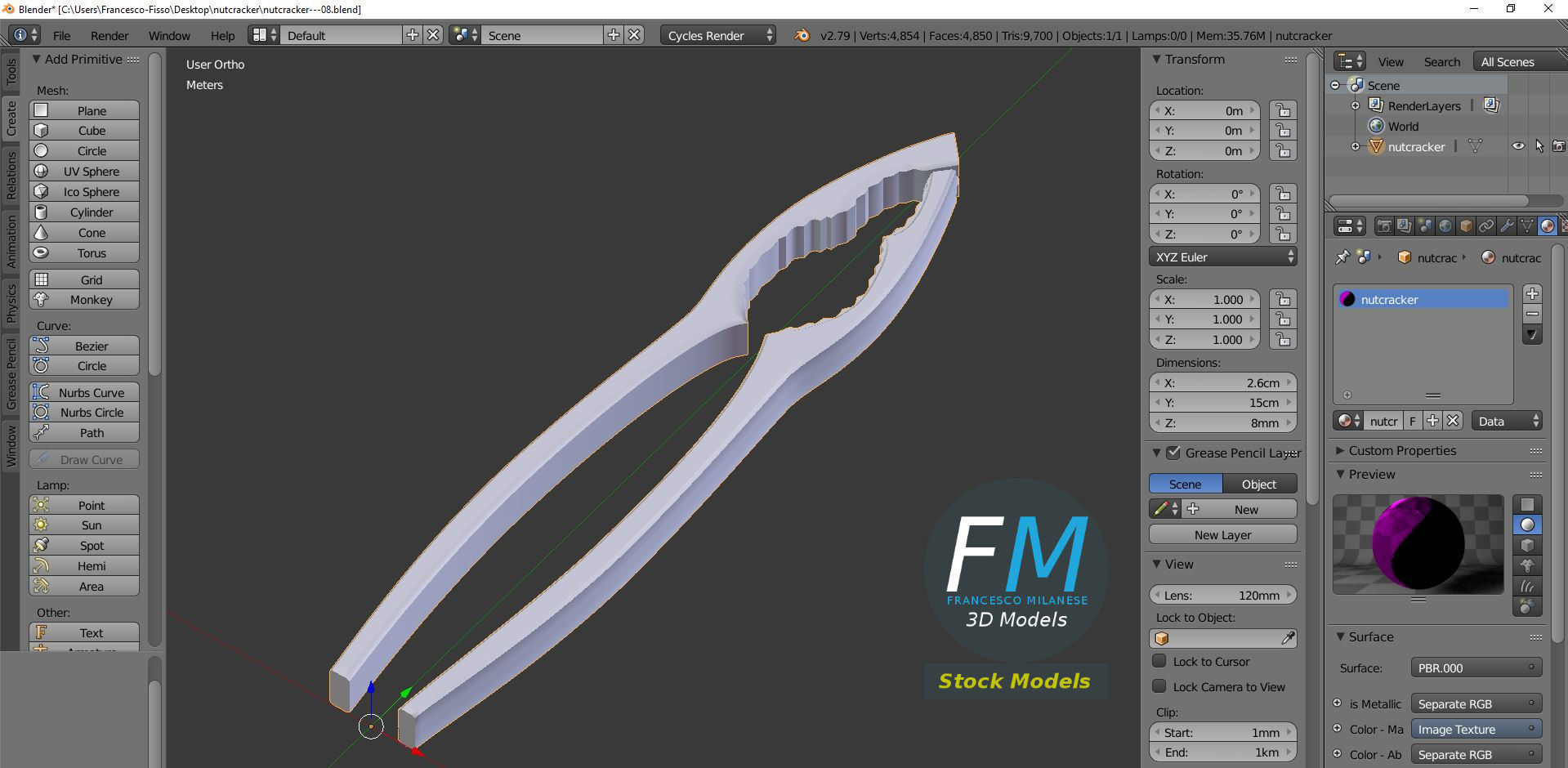 Nutcracker metal pole 3D model_9